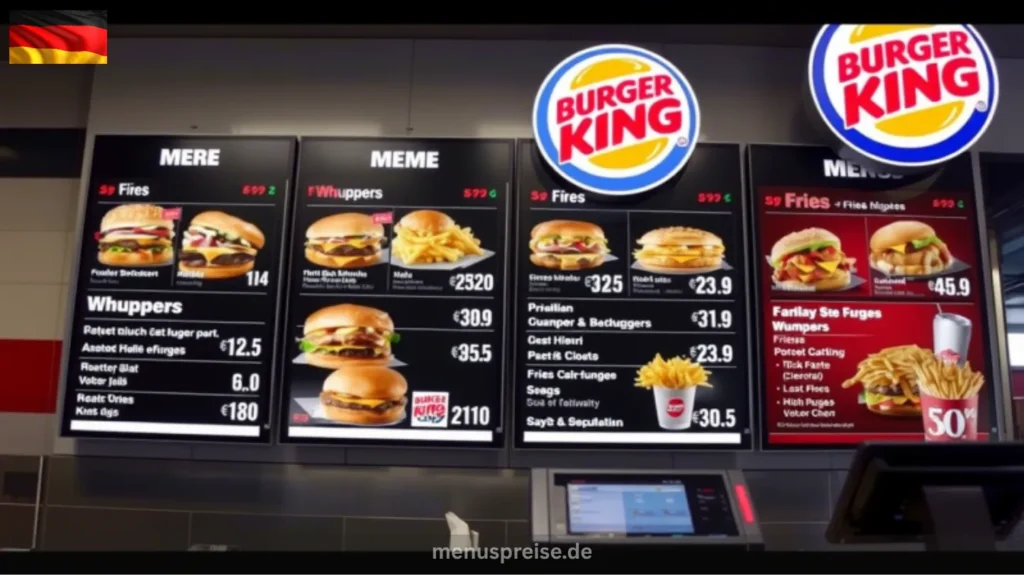 Burger King menu item with prices in Germany