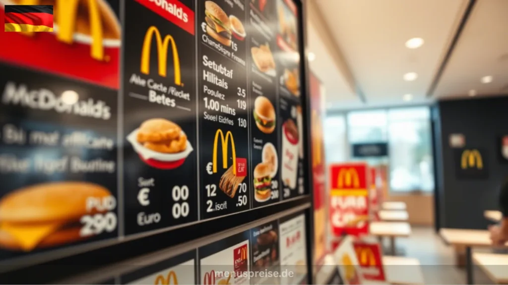 McDonald's menu item with prices in Germany